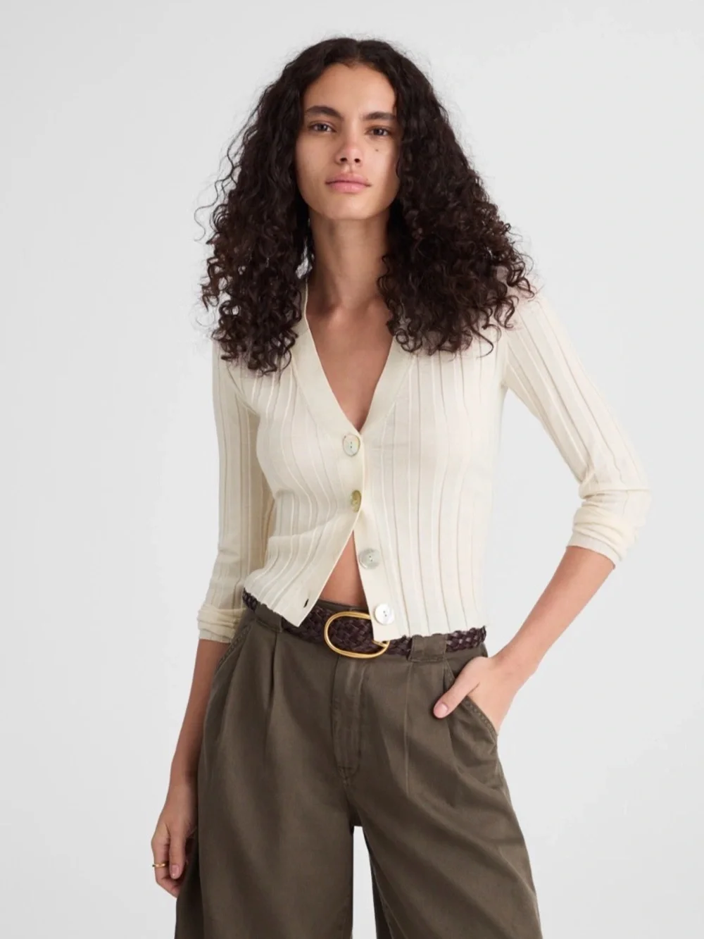 NWT MADEWELL Ribbed V-Neck Cardigan Sweater Merino Wool Silk XXL NW806 - Picture 1 of 14